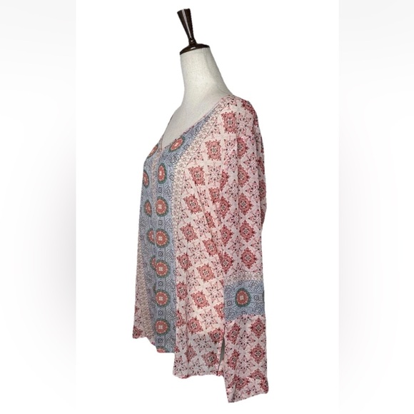 Sundance Gypsy Print Blouse Womens L Romantic Flowy Medallion Long Sleeve Top - Picture 2 of 6